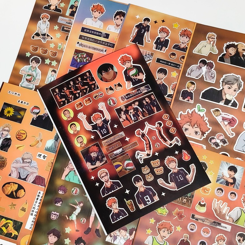 Laptop Accessories Kit - 8 adet/takım Haikyuu Anime Periferik Etiket