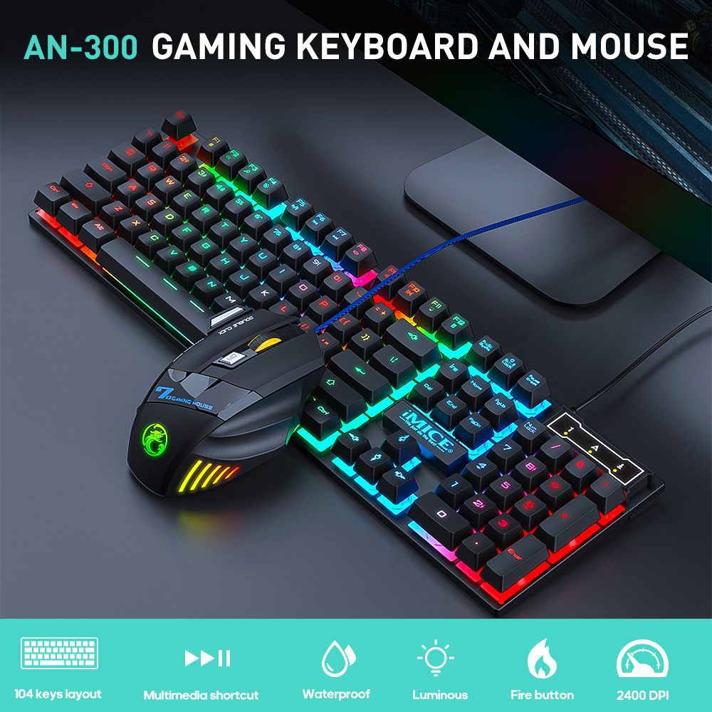 Laptop Accessories Combo Set - Su geçirmez aydınlık kablolu oyun klavyesi