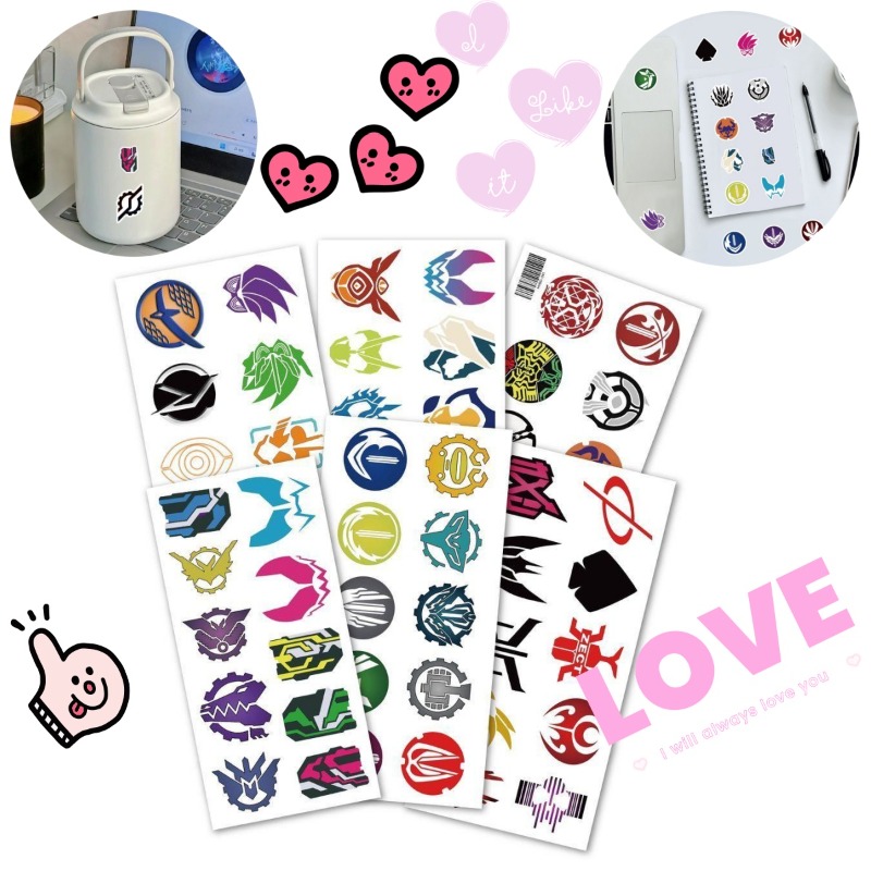 Laptop Accessories Stickers - 60 sayfa Kamen Rider Logo Çıkartmaları